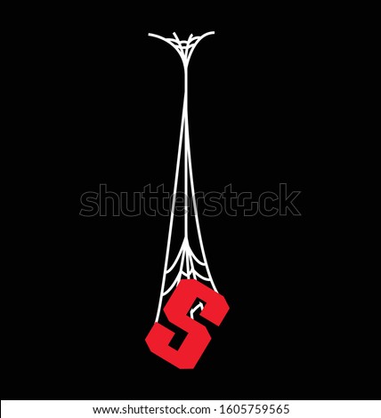 black background vector spider web and red s letter