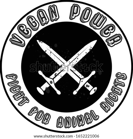 VEGAN POWER TEXT IN VECTOR BLACK AND WHITE CIRCLES