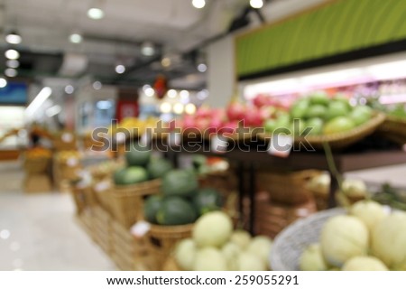 blurry vegetable/fruit   supermarket/mall for background