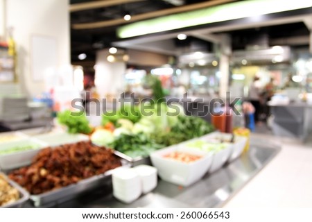 blurry food court at supermarket/mall for background