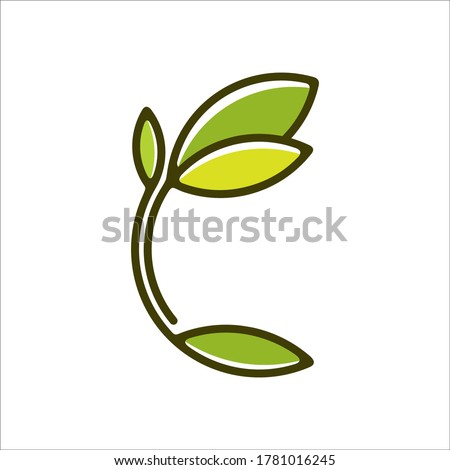 Logo dell'albero, modello di logo vettoriale, Letter C logo with leaf element, letter C logo concept, nature green leaf symbol, initials C icon