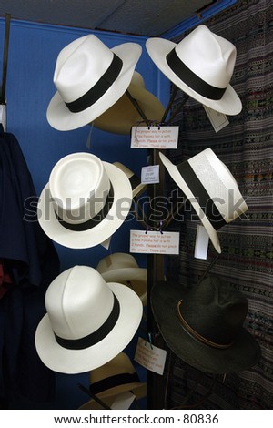 Fine Panama Jack hats on a retail rack