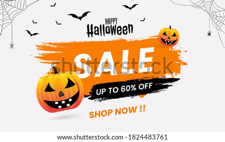 Halloween Sale concept banners, with Halloween pumpkins ghost, Scary Halloween bats and "SALE" Text.Flyer or invitation template,Brochures,Poster or Banner.Vector illustration EPS10.
