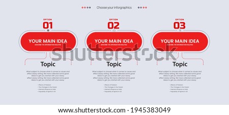 Three red Options of infographic templates design, 3 modern red infographics style,  used in business and finance process,  infographic process with 3 diagrams and steps vector, illustration.