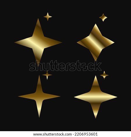 Four Luxury Flat sparkling stars, SET of vector star wink design sused in effect and celebrated template on dark background design