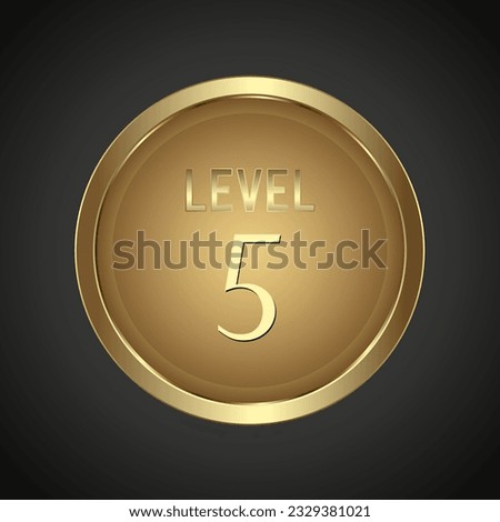 Luxury Golden Level 5 button on dark gradient background for multipurpose Infographic design vector, illustration
