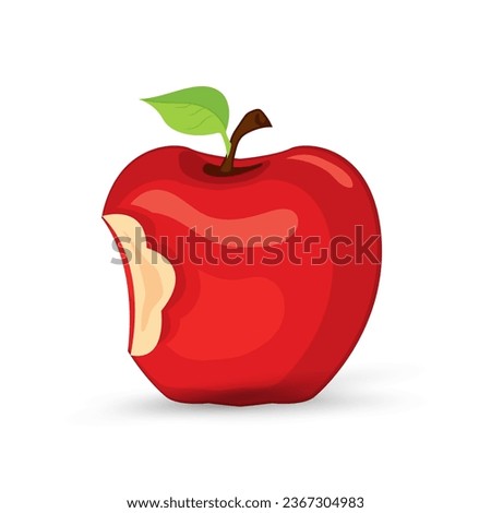 A Bitten red apple fruit icon vector. Red apple fruit has bit icon on isolated white background