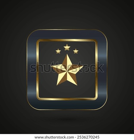 A Luxury and Premium star button check list option concept, and A gold star rectangle enclosed in a rounded square frame. banner vector illustration