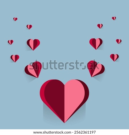 A minimalist heart design divided into two symmetrical halves, with the left side in deep red and A vibrant heart design, divided into contrasting red and pink sides