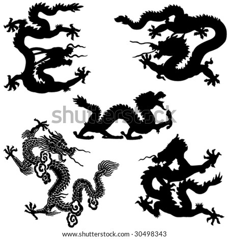 Ancient Chinese Mythology The Loong Animal Stock Vector Illustration ...