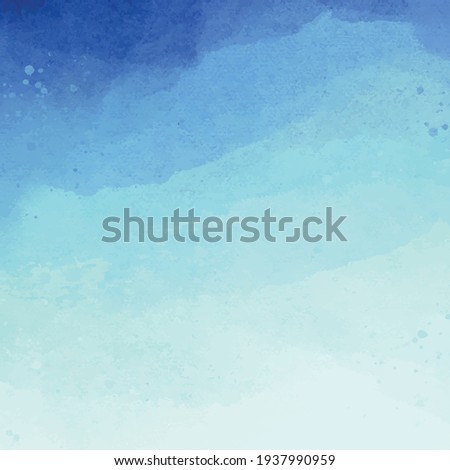 Realistic blue watercolor panoramic texture on white background - Vector illustration