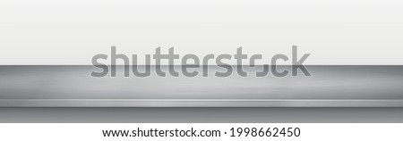 Metal kitchen countertop, iron texture, large table on a white background - Vector illustration