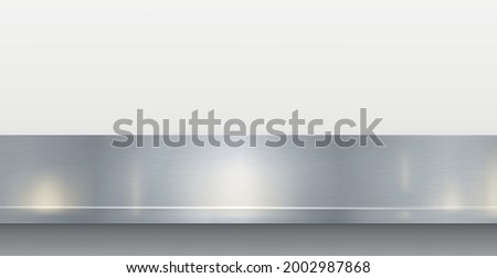Metal kitchen countertop, iron texture, large table on a white background - Vector illustration