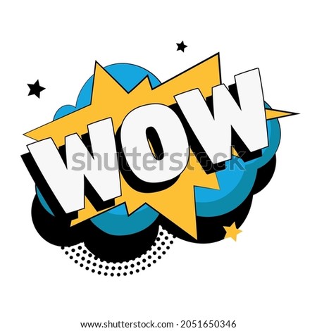 Comic lettering WOW on white background - Vector illustration