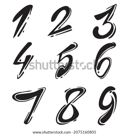 Stylishly drawn Arabic numerals from 1 to 9 - Vector illustration Foto stock © 