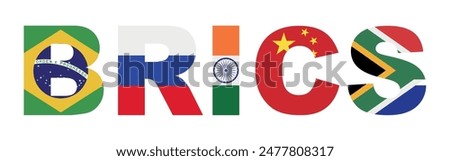 BRICS - Association of 5 countries: Brazil, Russia, India, China and South Africa - Vector illustration