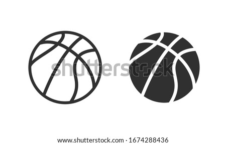 Basketball flat icons. White and black sport icons. Vector basketball balls. 