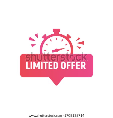 Limited Offer logo, sticker, button design. Last minute offer sticker template for social media. Trendy modern design with stopwatch or clock icon. Vector illustration 