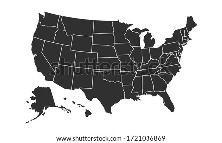 USA map background with states. United States of America map isolated on white background. Vector illustration