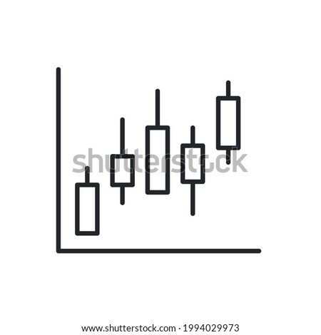 Candlestick chart thin line icon. Lined candle stick chart isolated on white background. For social media and web design. Vector illustration 