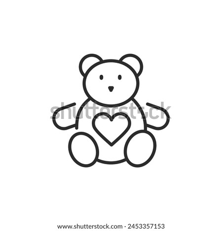 Teddy bear icon. A charming and simple design of a teddy bear with a heart, representing love, comfort and the joys of childhood. Ideal for toy stores and gift shops. Vector illustration