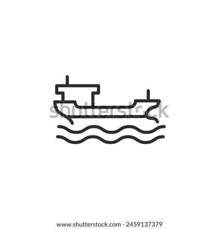 Oil tanker icon. A minimalistic representation of a maritime vessel designed for the transport of liquid cargoes, particularly petroleum. Ideal for topics related to shipping. Vector illustration