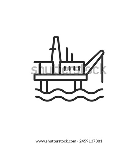 Offshore drilling platform icon illustrating a structure for oil and gas exploration and production in the marine environment. Suitable for topics on the oil industry. Vector illustration.