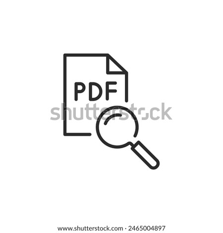 PDF icon. Simple PDF search icon for web, document management systems, and user interfaces. Vector illustration