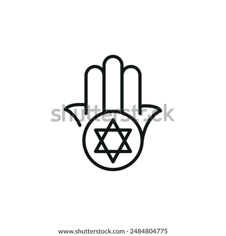 Hamsa with Star of David icon. Simple Hamsa with Star of David icon for social media, app, and web design. Vector illustration