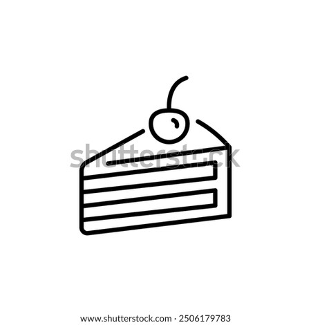 Cake slice icon. Simple cake slice icon with cherry for social media, app, and web design. Vector illustration.