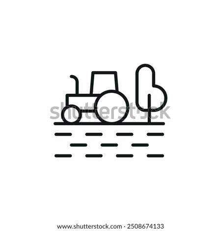 Tractor on field icon. Simple tractor on field icon for social media, app, and web design. Vector illustration.