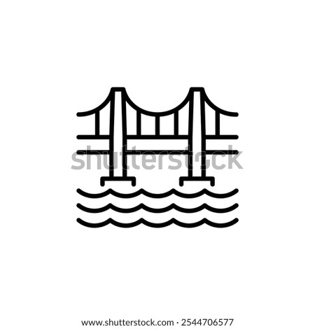 Bridge icon. Simple line art illustration of a famous bridge over water, inspired by Venice iconic architecture. Perfect for cultural themes related to Italy. Vector illustration