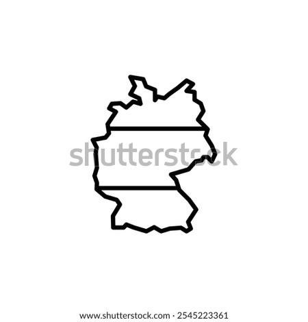 Germany map icon. Simple map of Germany icon with horizontal flag stripes for social media, app, and web design. Vector illustration.