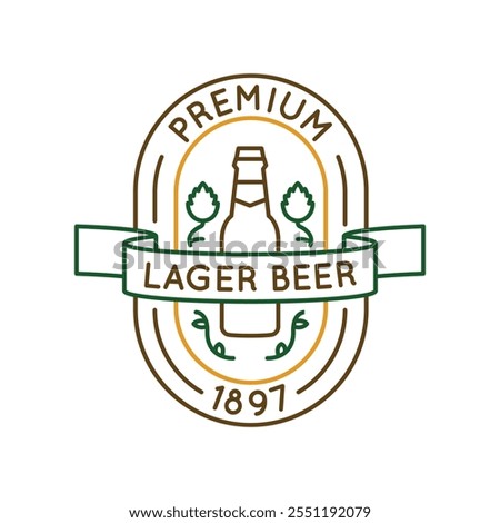 Simple Logo with Premium Lager Beer icon. Simple badge with Premium Lager Beer icon for social media, app, and web design. Vector illustration