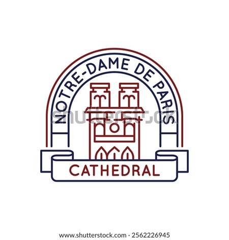 Simple Logo with Notre-Dame Cathedral icon. Simple Logo with Notre-Dame Cathedral icon for social media, app, and web design. Vector illustration