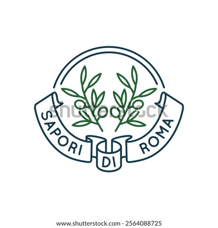 Simple Logo with Olive icon. Simple Logo with an olive branch with leaves and olives. Perfect for Mediterranean-themed designs, peace symbols, agriculture, and nature. Vector illustration