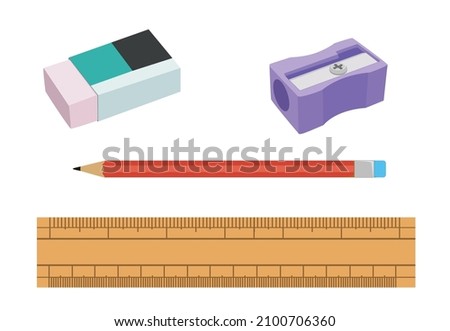 eraser stationery pencil scale ruler sharpener pen