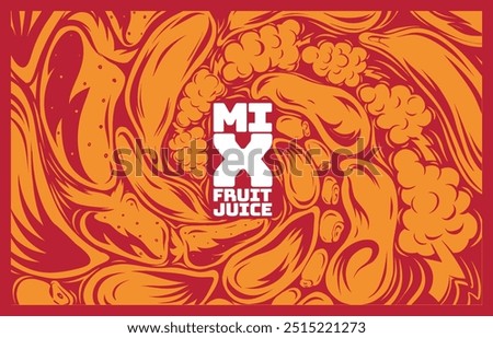 Mix fruit juice art Orange vector paint splash circle on white background