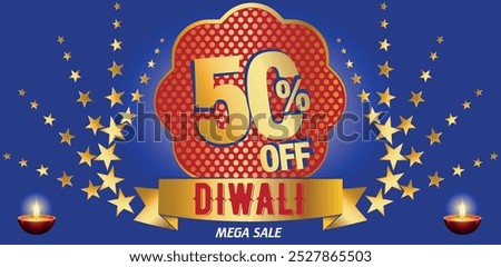 Happy Diwali - festival of lights colorful poster template design with happy diwali sele 50 off