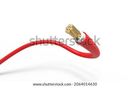 Creative Cable Concepts for House Wiring Cable. Red Flexible Electrical Copper Wire, Cable 3D Rendering Foto d'archivio © 