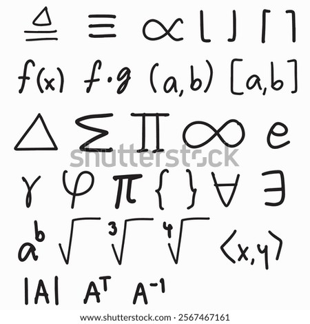 Algebra math Symbols handwritten illustrations