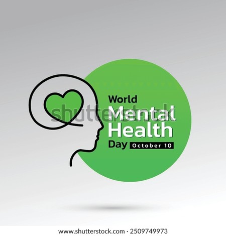 World Mental Health Day concept illustrate with the green ribbon that is the international symbol to become mental health awareness. Important day on 10 October.