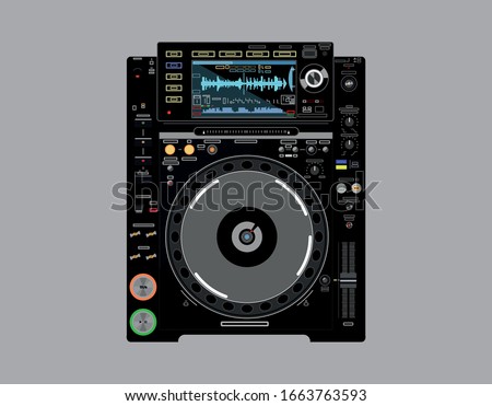 Vector detail CDJ-2000. Background for DJ posters. Musical DJ CD-player. Icon for online store. DJ- image for printing on a t-shirt. Image for application on a smartphone case. Nightlife theme. 