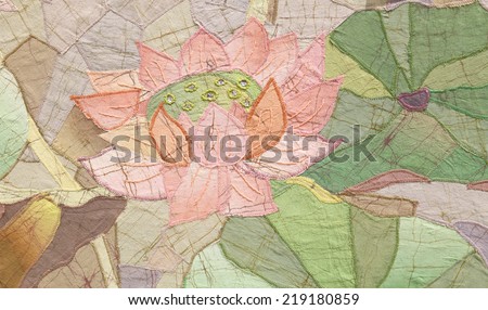 Close up sewing Lotus flower on  pattern background in Thailand