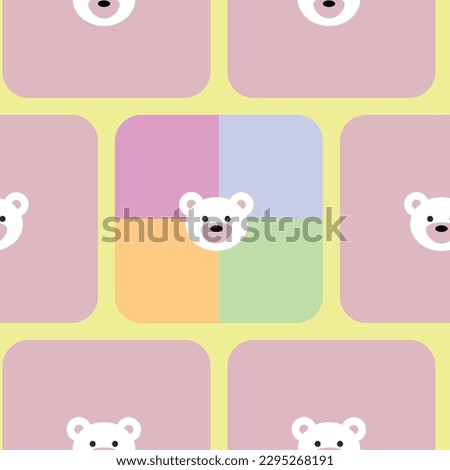 
Multicolored pattern, bear face, Children's illustration. Ideal for print and web projects such as baby invitations, branding, greeting cards, social media and more. Large sizes allow you to scale th