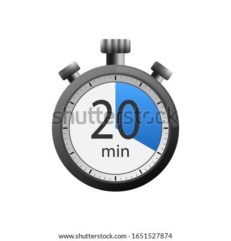 Icon of a timer with 20 (twenty) minutes on the white background. Vector illustration.