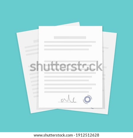 Abstract icon with documents on green background for report design. Vector flat illustration. Business concept. Illustration icon.