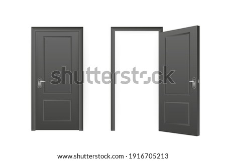 Realistic door for decorative design. Furniture vector illustration set. Office furniture. Realistic 3d sign. Isolated vector illustration.