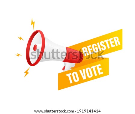 Megaphone, business concept with text register to vote. Vector stock illustration. Сток-фото © 