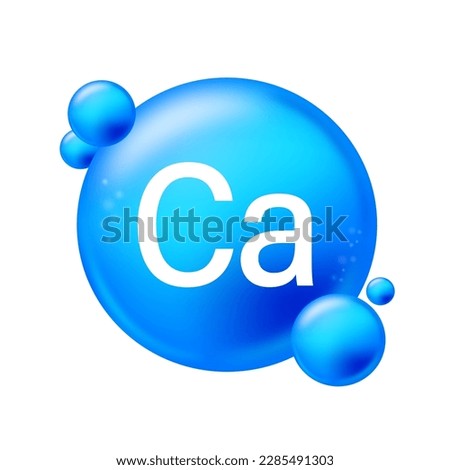 Calcium icon structure chemical element round shape circle light blue. Chemical element of periodic table